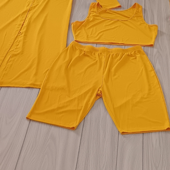 Plus Size Women Solid Color High Crater Short Top And Shorts Three-Piece… - Picture 14 of 14